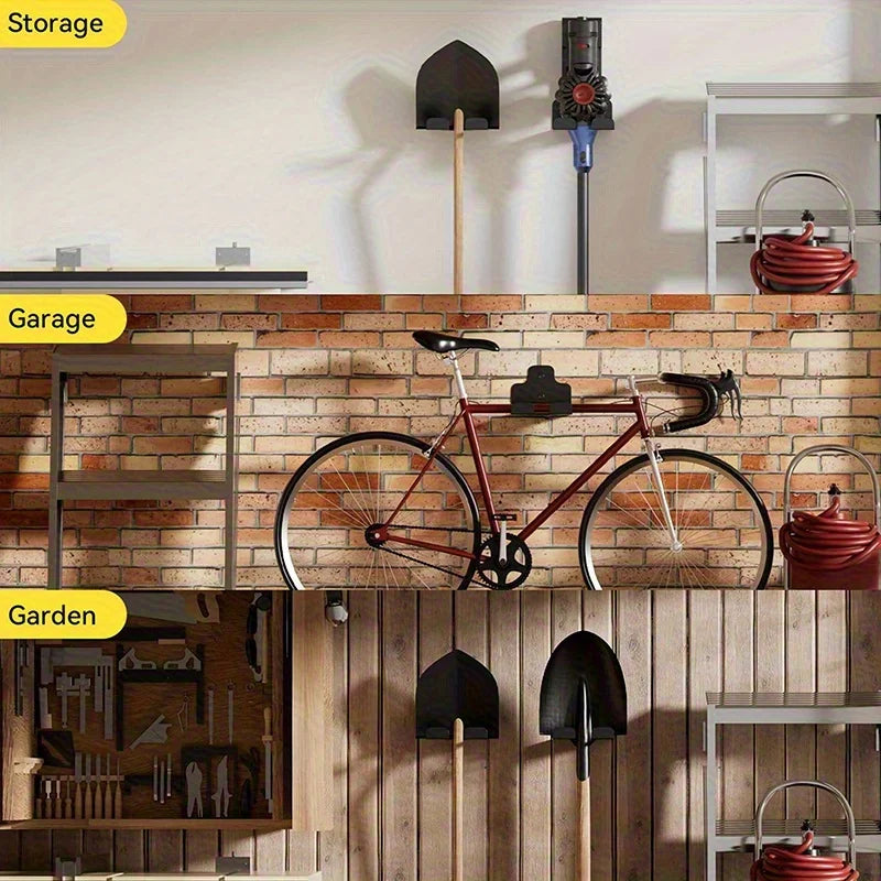 Wall-Mounted Cast Iron Tool Holder for Garage & Garden Storage – Black or Orange