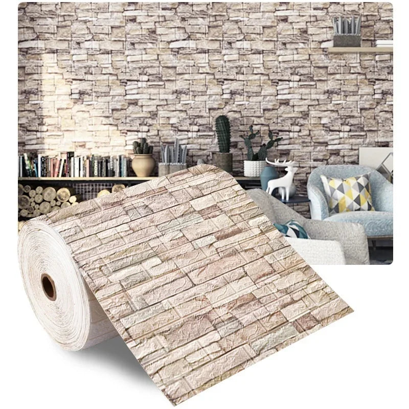 3D Foam Brick Wall Panels – Peel-and-Stick Accent Wallpaper for Living Room, Bedroom, or TV Area