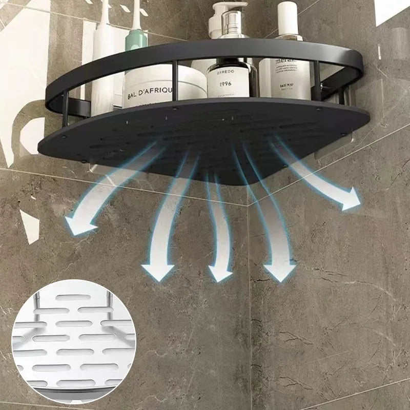 No-Drill Metal Corner Shower Shelf for Bathroom Organization