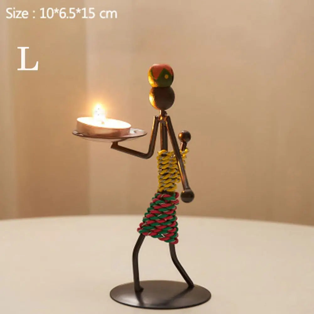 Nadira Abstract Character Metal Candle Holder for Living Room & Tabletop Decor