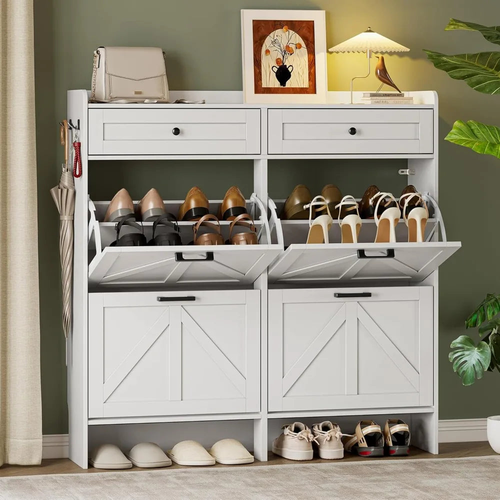 Harbor Modern 4-Drawer Entryway Shoe Cabinet with Hooks