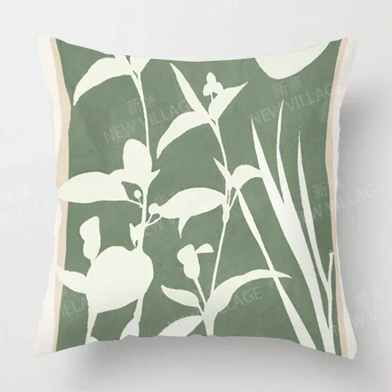 Morandi Autumn Botanical Throw Pillow Cover – Soft Polyester Square Cushion Cover for Couch, Bed, or Living Room Decor