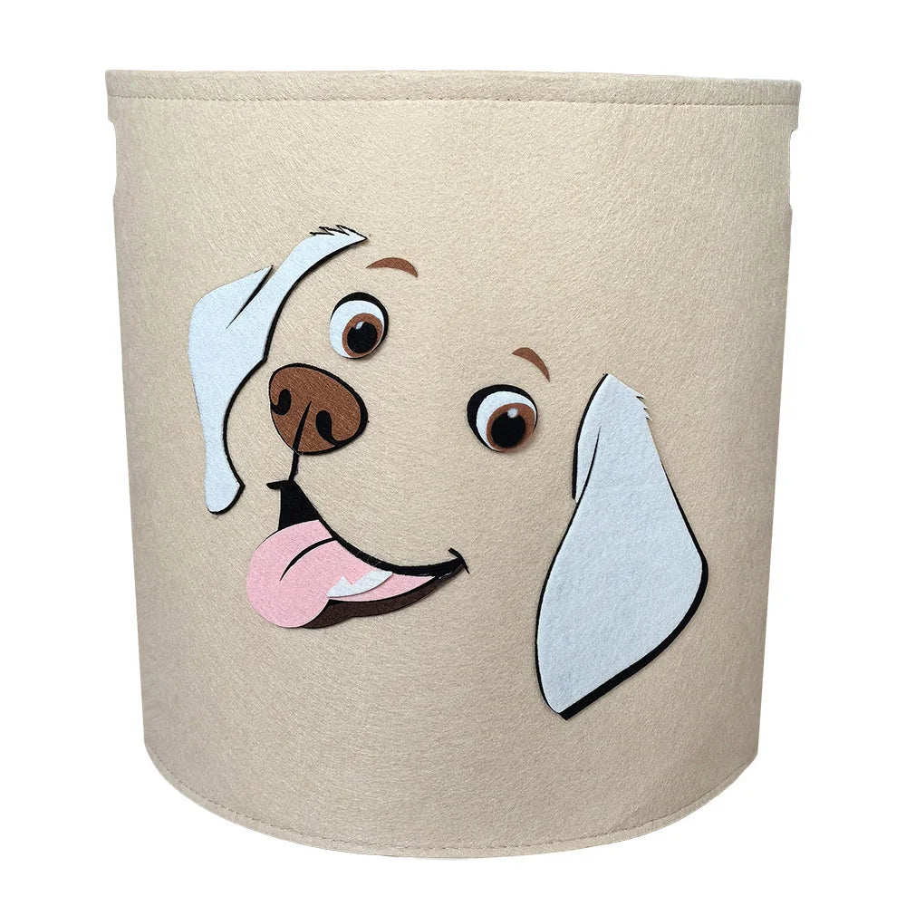 Cotton storage basket with cheerful dog face design