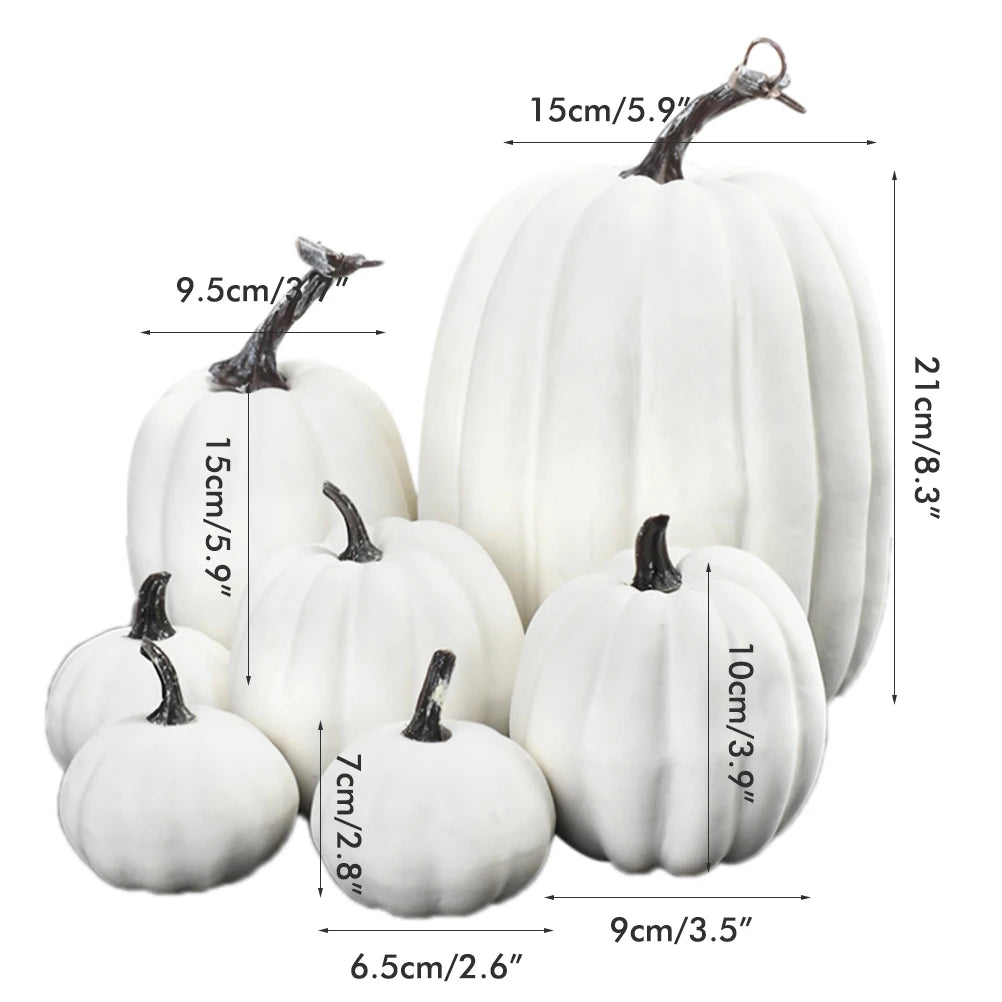 Autumn Artificial Pumpkin Set – 7-Piece Table & Shelf Decor