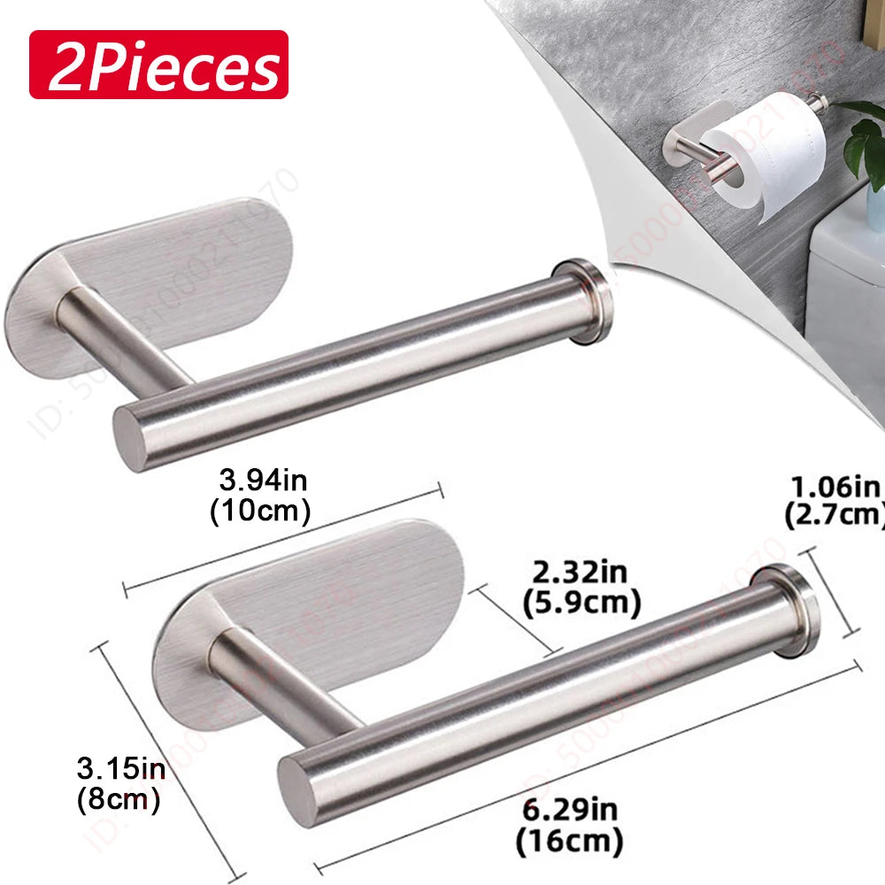 Stainless Steel Adhesive Toilet Paper Holder for Bathroom or Kitchen