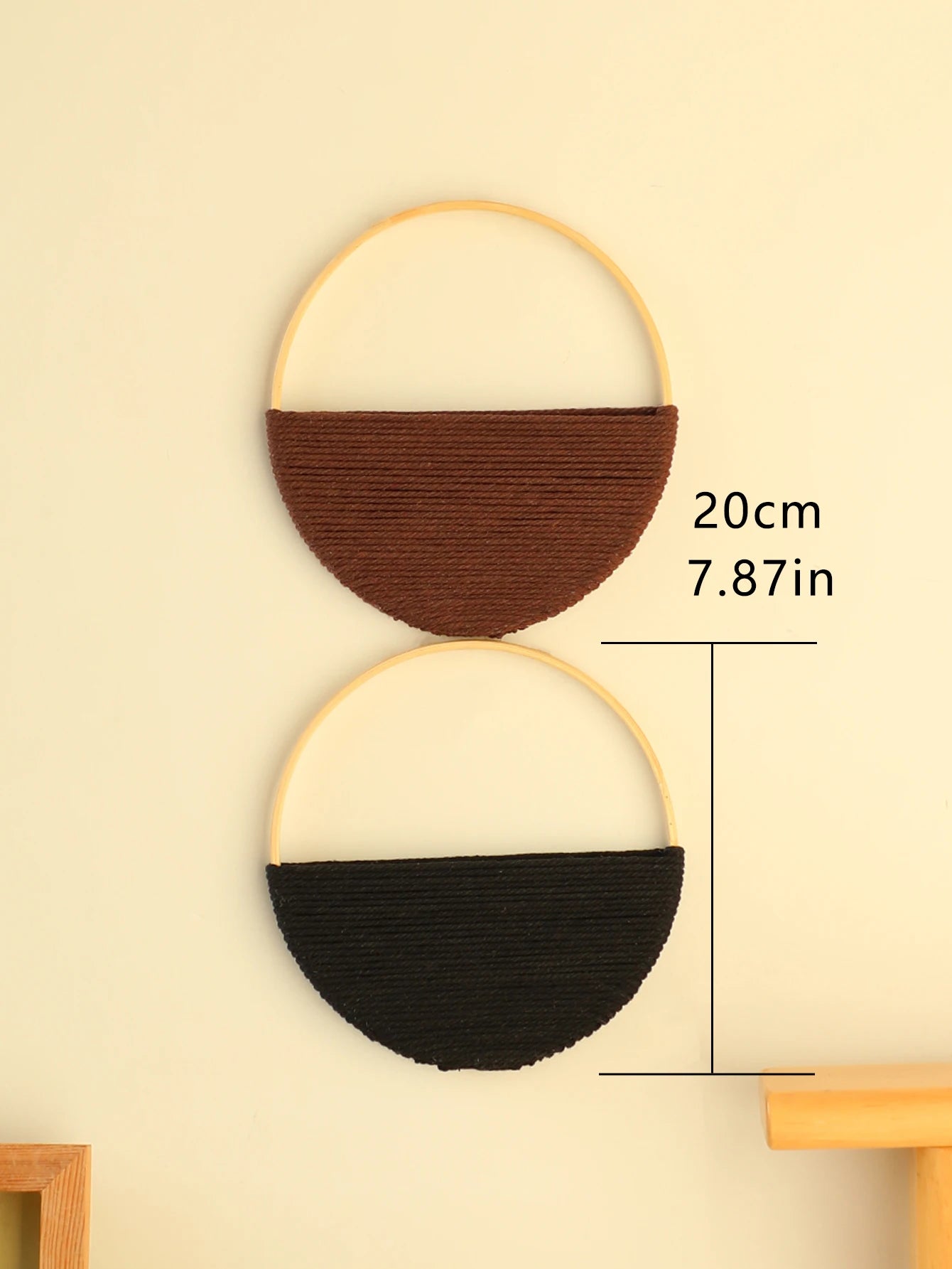 Arden Woven Macrame Wall Hanging – Set of 2 Round Boho Decor