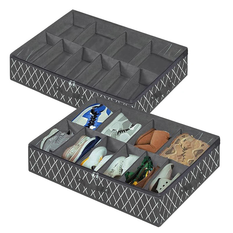 Under Bed Shoe Storage Organizer with Clear Window – Holds 12-16 Pairs