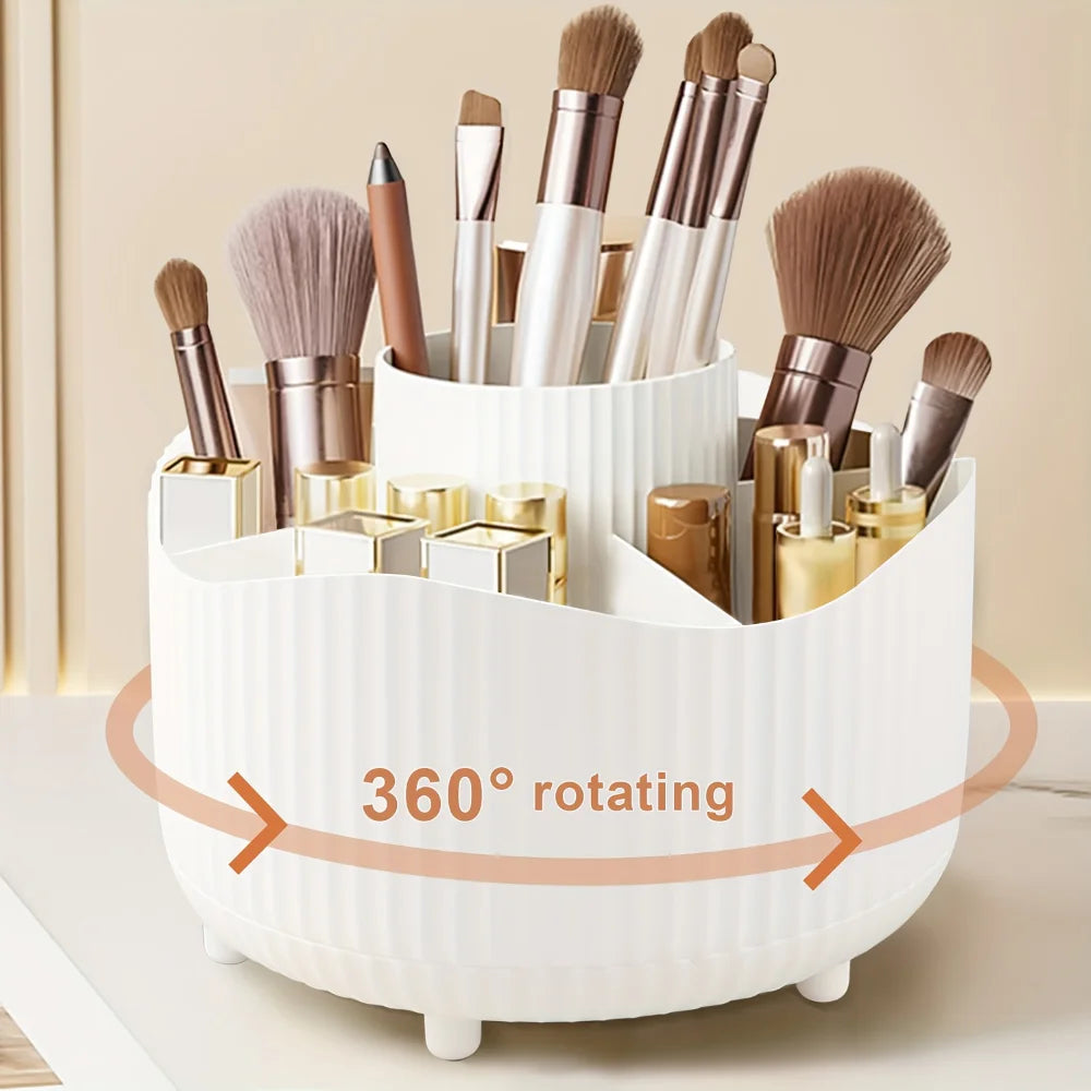 Rotating Makeup Organizer with Compartments for Vanity or Desk