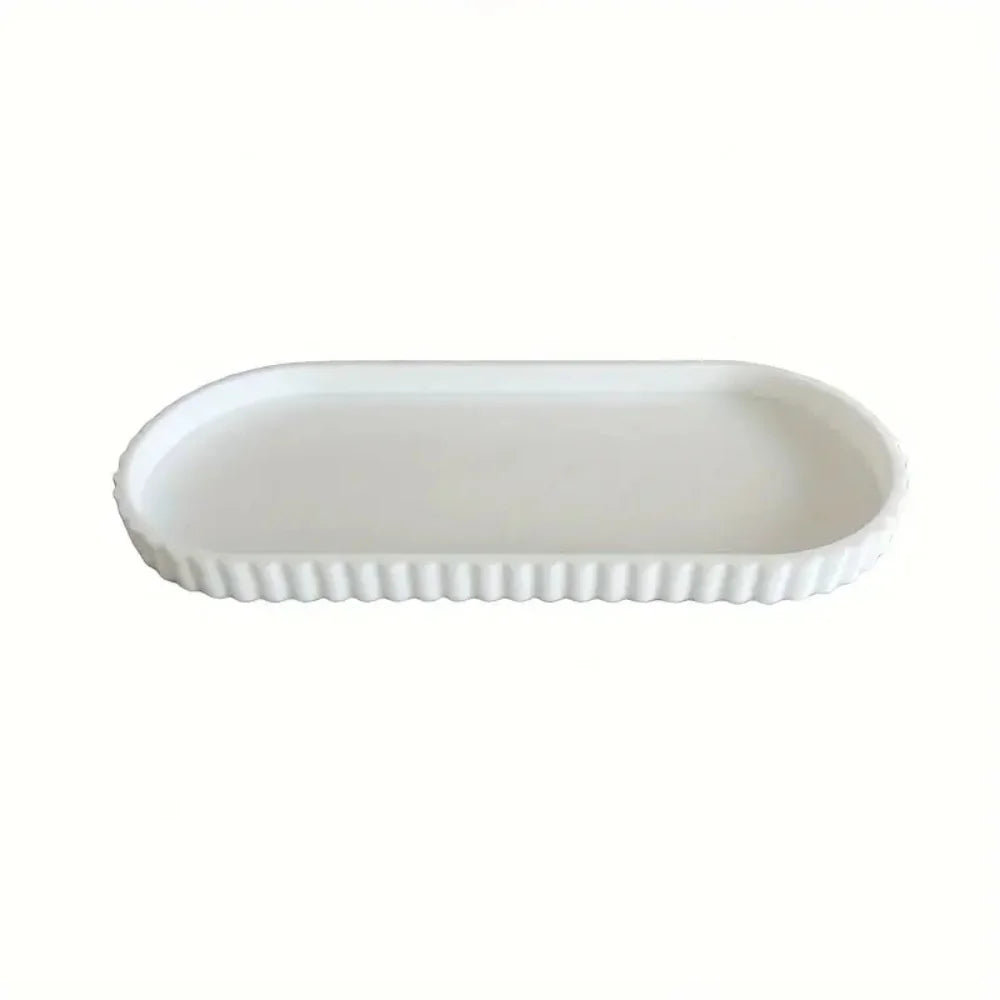 Ridged Oval Silicone Vanity Tray for Bathroom or Dresser