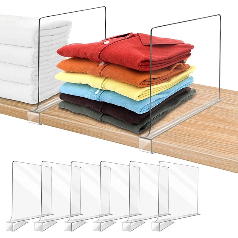 Clear Shelf Dividers for Closet and Cabinet Organization