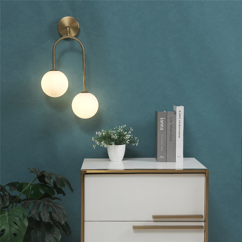 Willow Double Globe Wall Sconce – Frosted Glass Modern Accent Lighting for Bedroom & Living Room
