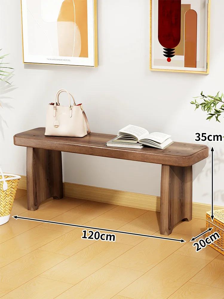 Solid Wood Entryway Bench with Shoe Storage Space, Minimalist Modern Design
