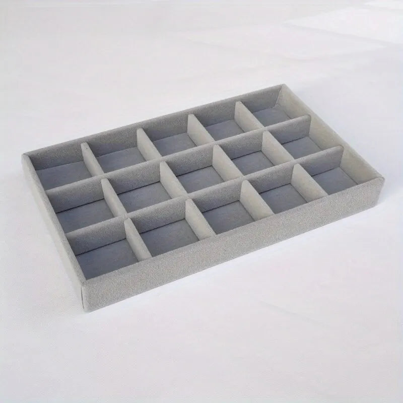 Soft Grey Velvet Jewelry Organizer Tray for Drawers or Dressers