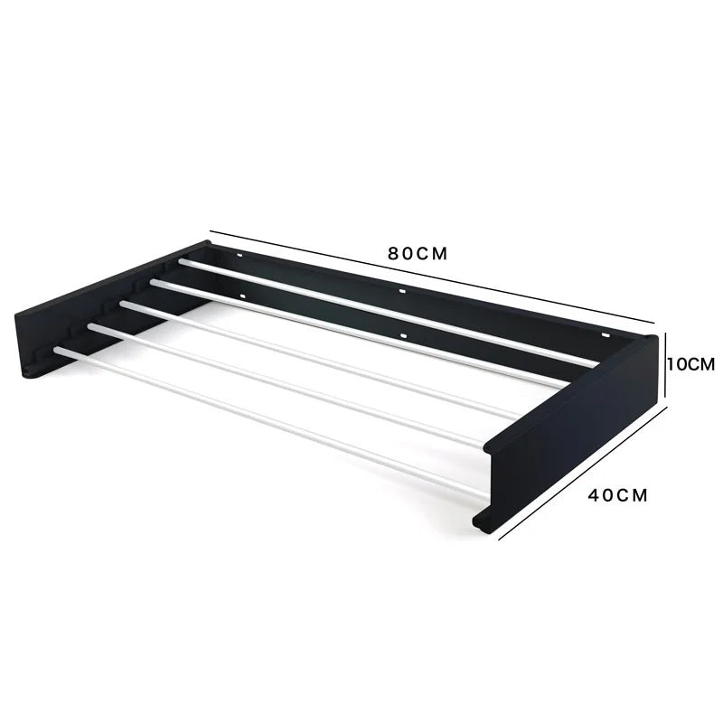 Foldable Wall-Mounted Drying Rack for Laundry & Bathroom, 80cm
