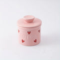 Elise Pink Ceramic French Butter Crock with Lid & Butter Knife for Kitchen Counter