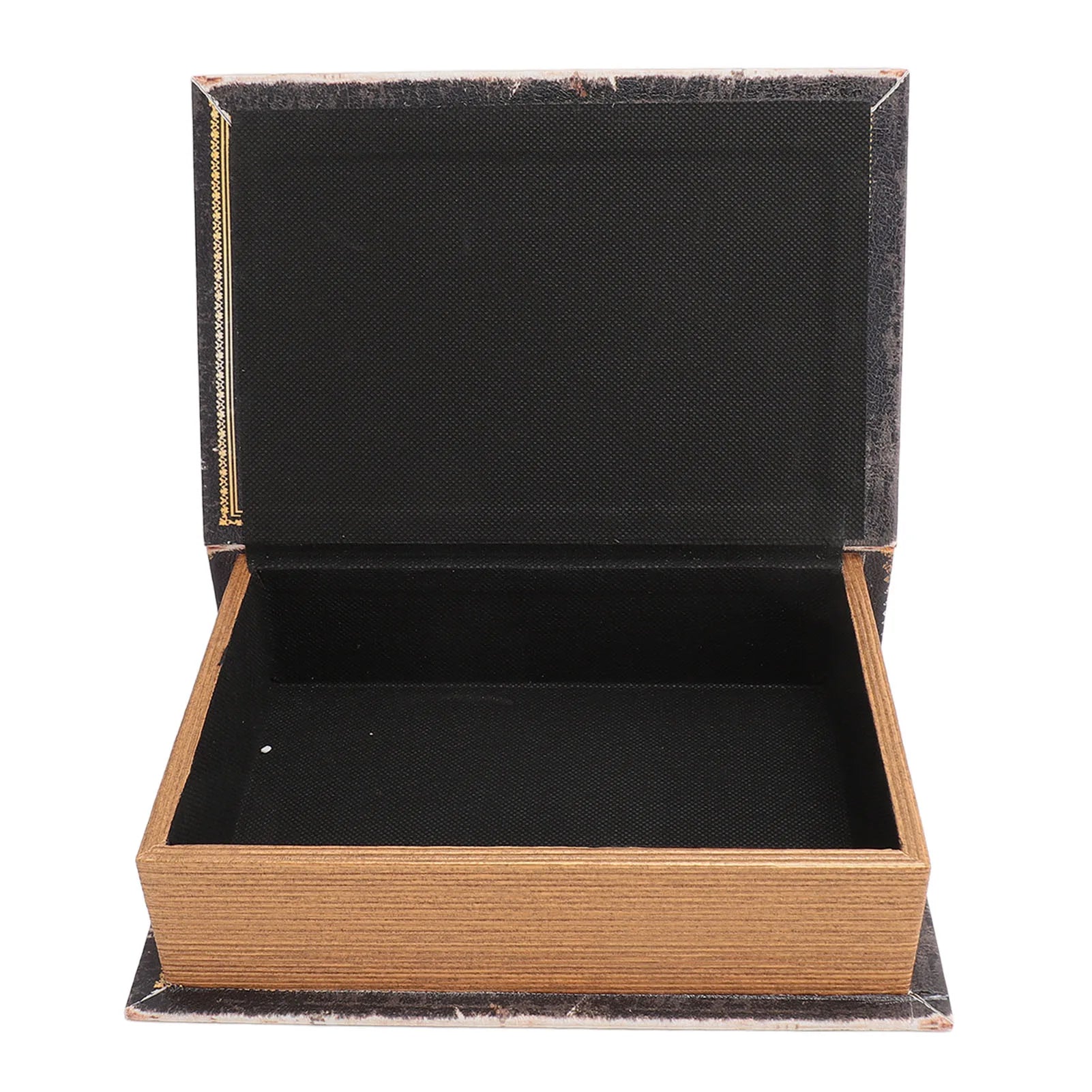 inside view of vintage book storage box showing open compartment