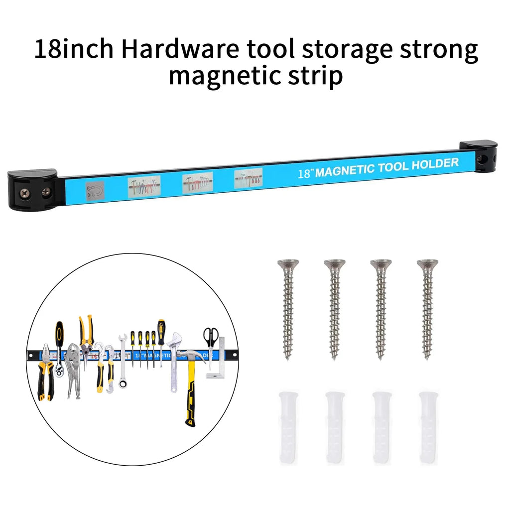 Wall-Mounted Magnetic Tool Holder Strip for Garage, Kitchen, or Workshop