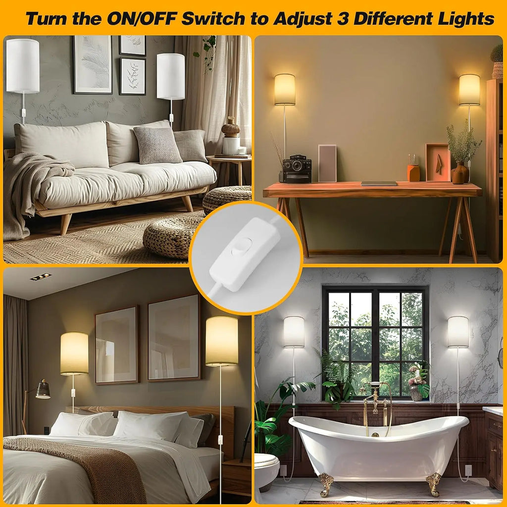 Arden Plug-In Wall Sconce Lamp with Linen Shade