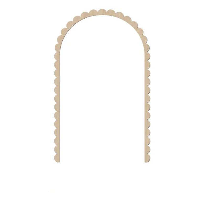 Single scalloped wooden arch frame on white background