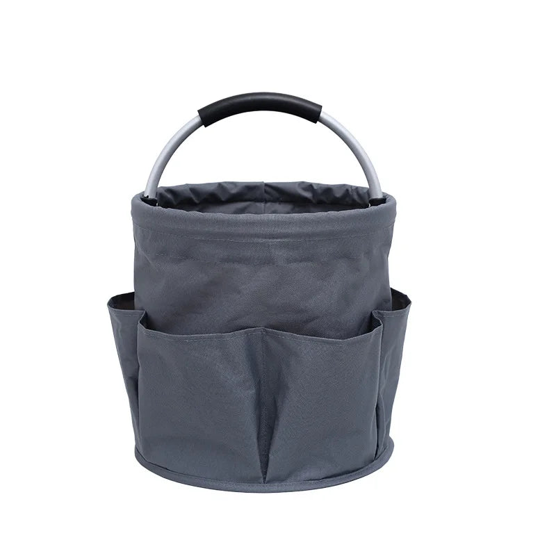 Foldable Cleaning Caddy with Handle and Pockets, 17L Capacity