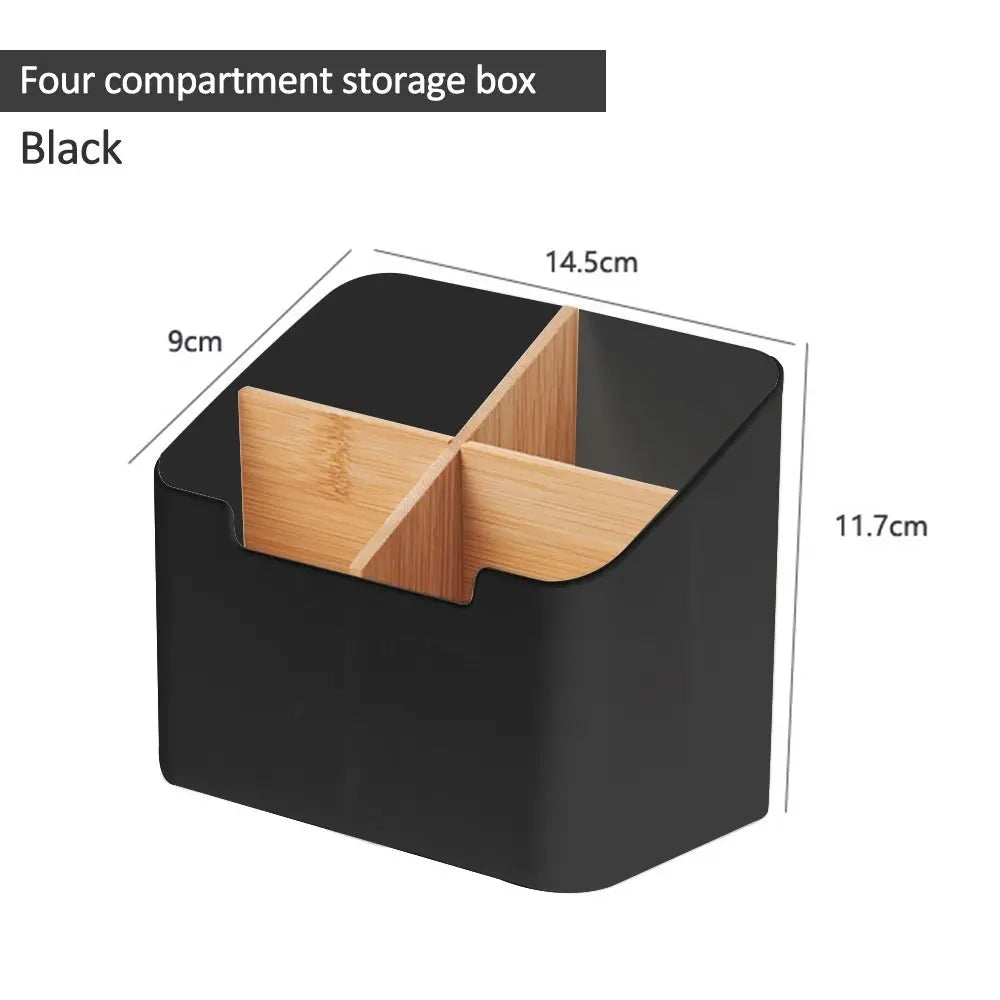 Wood & White Remote Control Organizer Box for Living Room or Bedroom