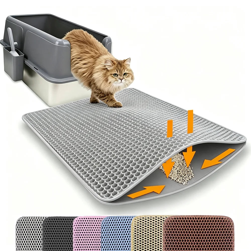 Double-Layer Cat Litter Mat for Easy Floor Cleanup