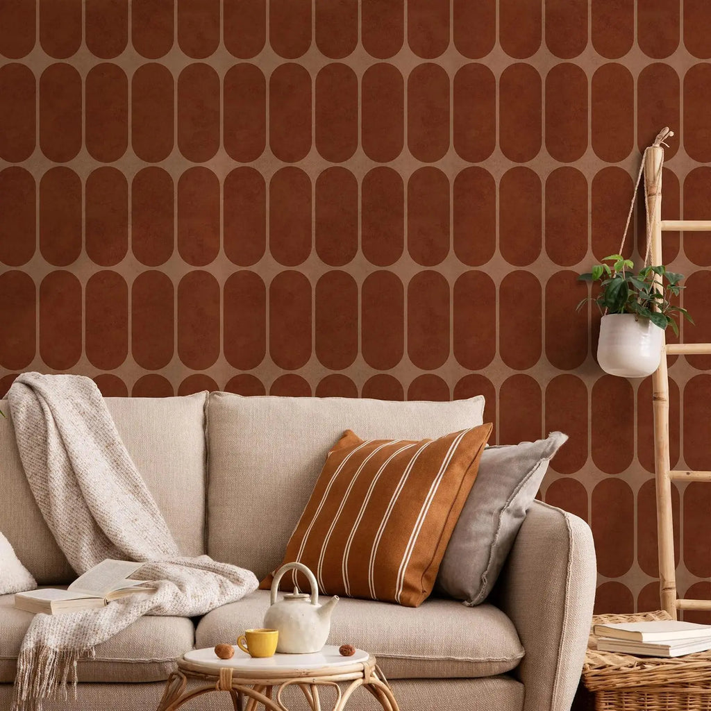 Grover Arch Motif Terracotta Geometric Wallpaper