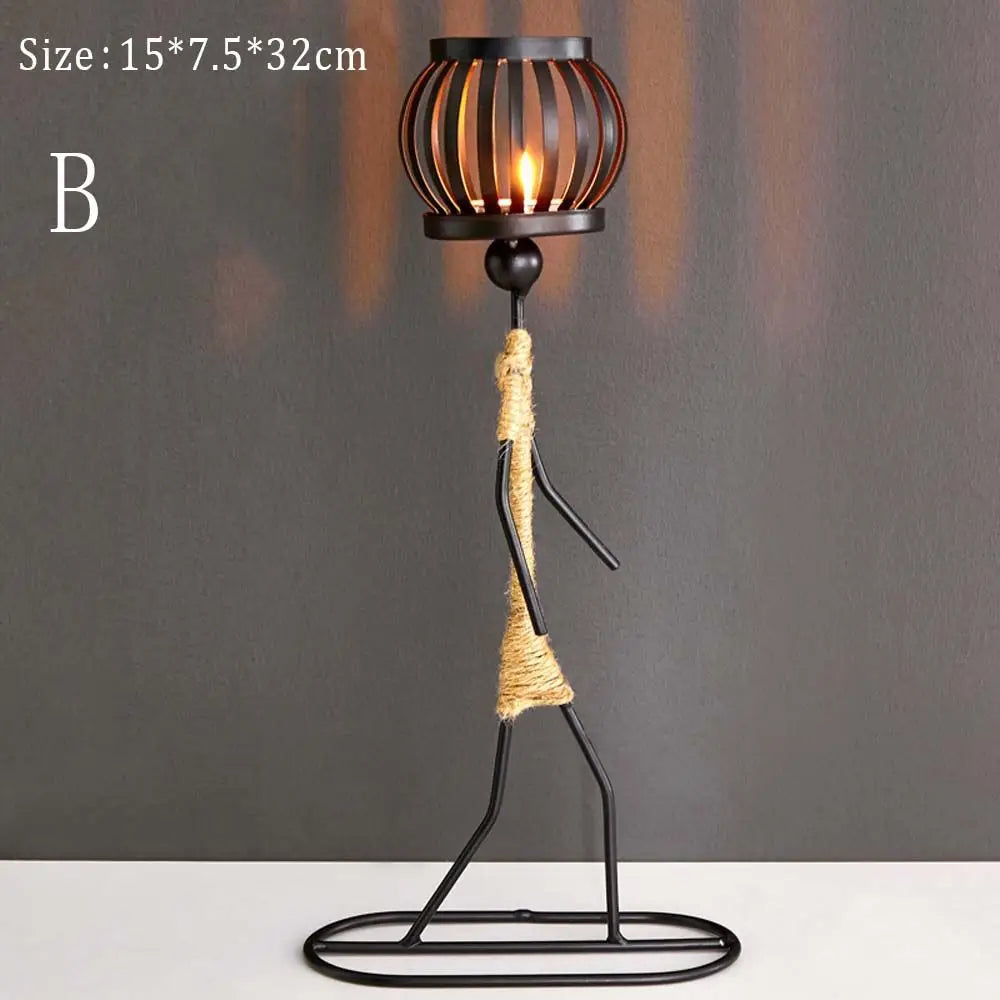 Nadira Abstract Character Metal Candle Holder for Living Room & Tabletop Decor