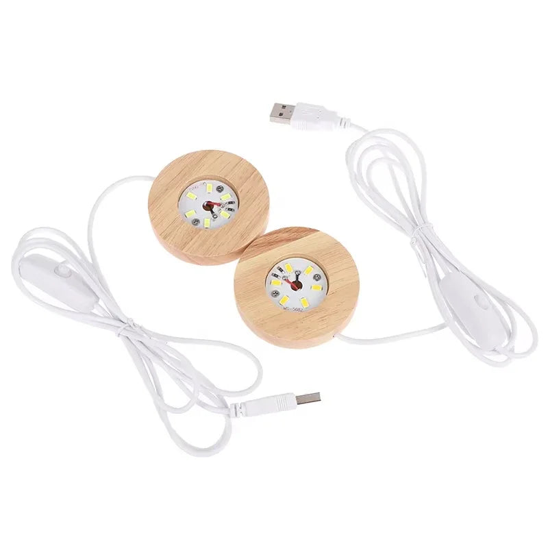 Wooden LED USB Display Light Base for Art and Decor