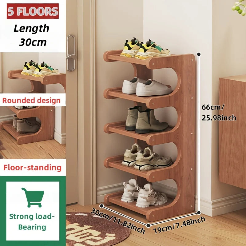 Bamboo-Style Multi-Tier Shoe Rack for Entryway & Bedroom