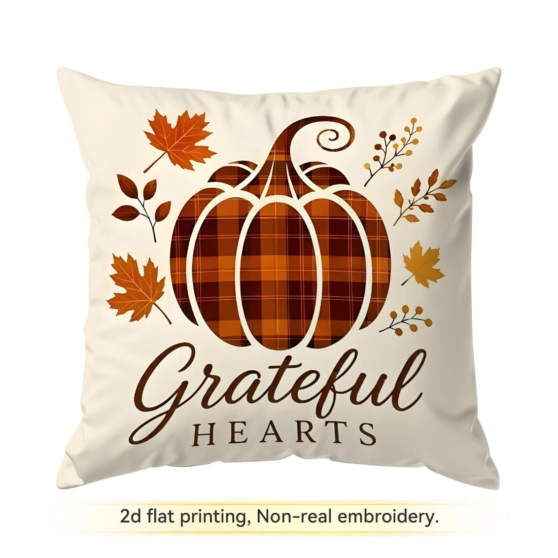 Maple Plaid Autumn Throw Pillow Covers – Set of 4 Fall Pumpkin & Leaf Cushion Covers for Living Room or Sofa