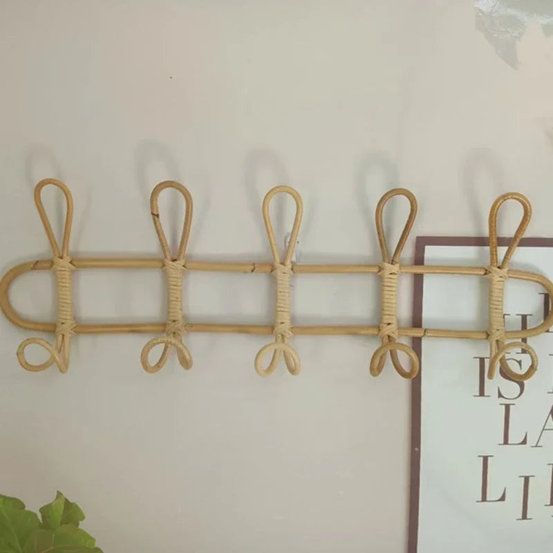 Willow Rattan Wall Hooks for Kids Room Organization