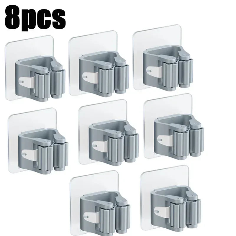 Self-Adhesive Wall Mop Holders for Bathroom & Kitchen Organization