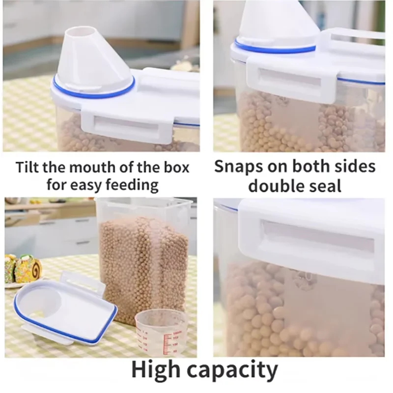 Clear Airtight Pet Food Storage Container with Measuring Cup