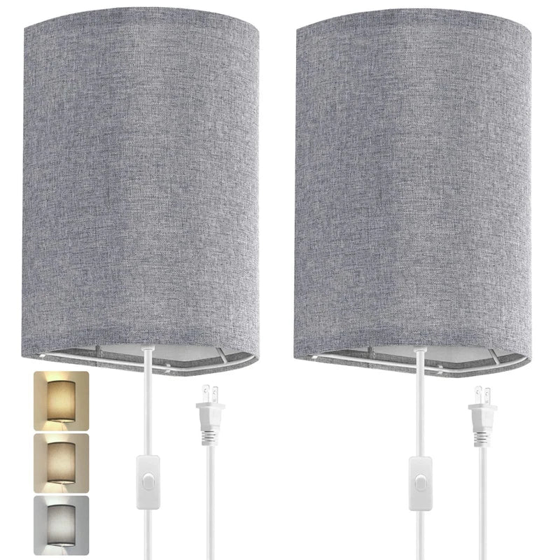Arden Plug-In Wall Sconce Lamp with Linen Shade