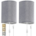 Arden Plug-In Wall Sconce Lamp with Linen Shade