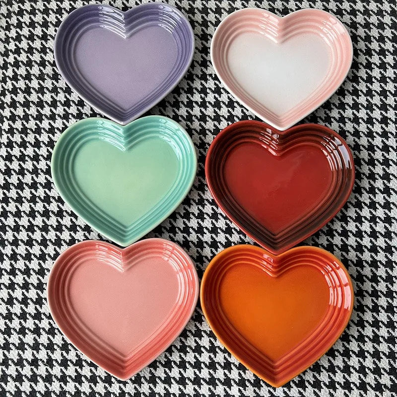 12cm Heart-Shaped Ceramic Dip & Snack Dish for Cozy Kitchen and Tabletop Decor