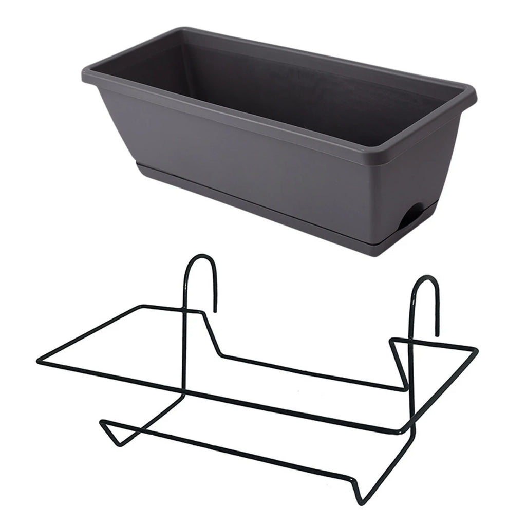 Rectangular Railing Planter with Drainage Tray for Balconies & Patios