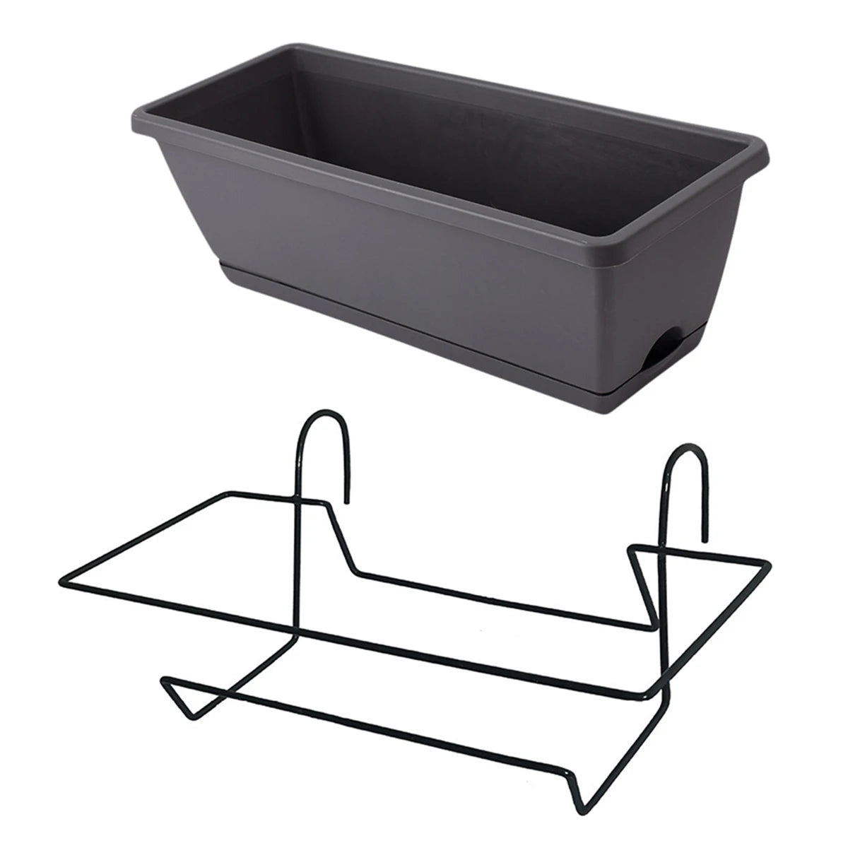 Rectangular Railing Planter with Drainage Tray for Balconies & Patios