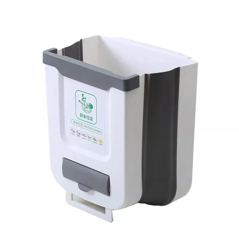 Folding Wall-Mounted Kitchen Trash Bin for Cabinet Doors