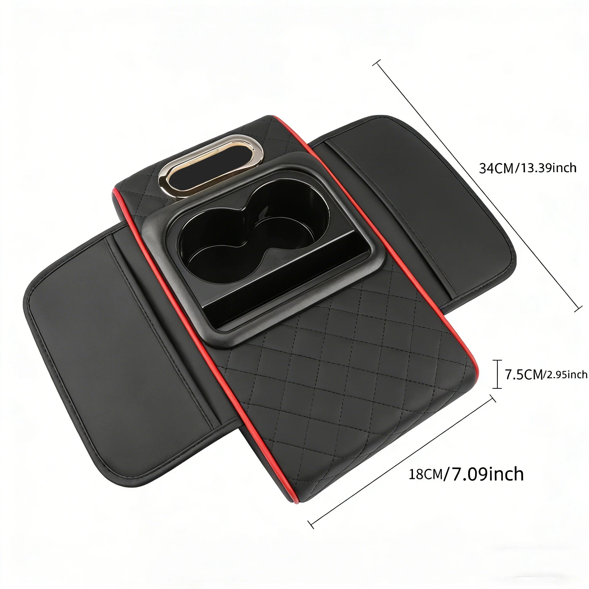 Center Console Armrest Organizer with Cup Holder and Cushion