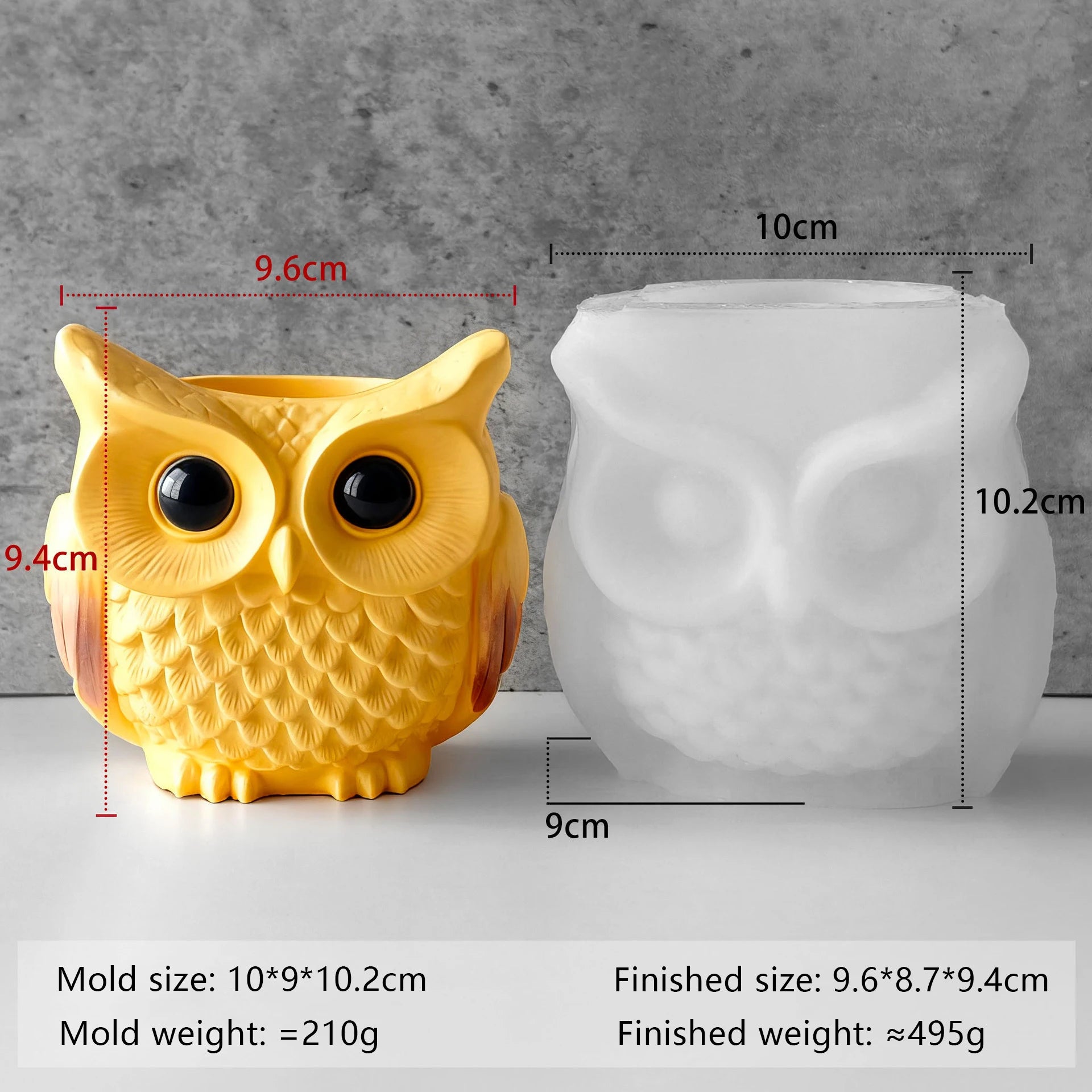 Owl Silicone Flower Pot Mold for DIY Plaster or Cement Planters