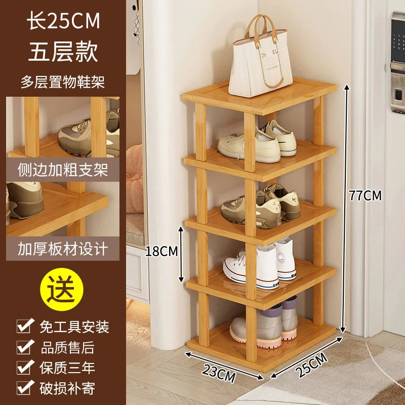 Slim Bamboo Shoe Rack for Entryway, Closet, or Small Space Organization