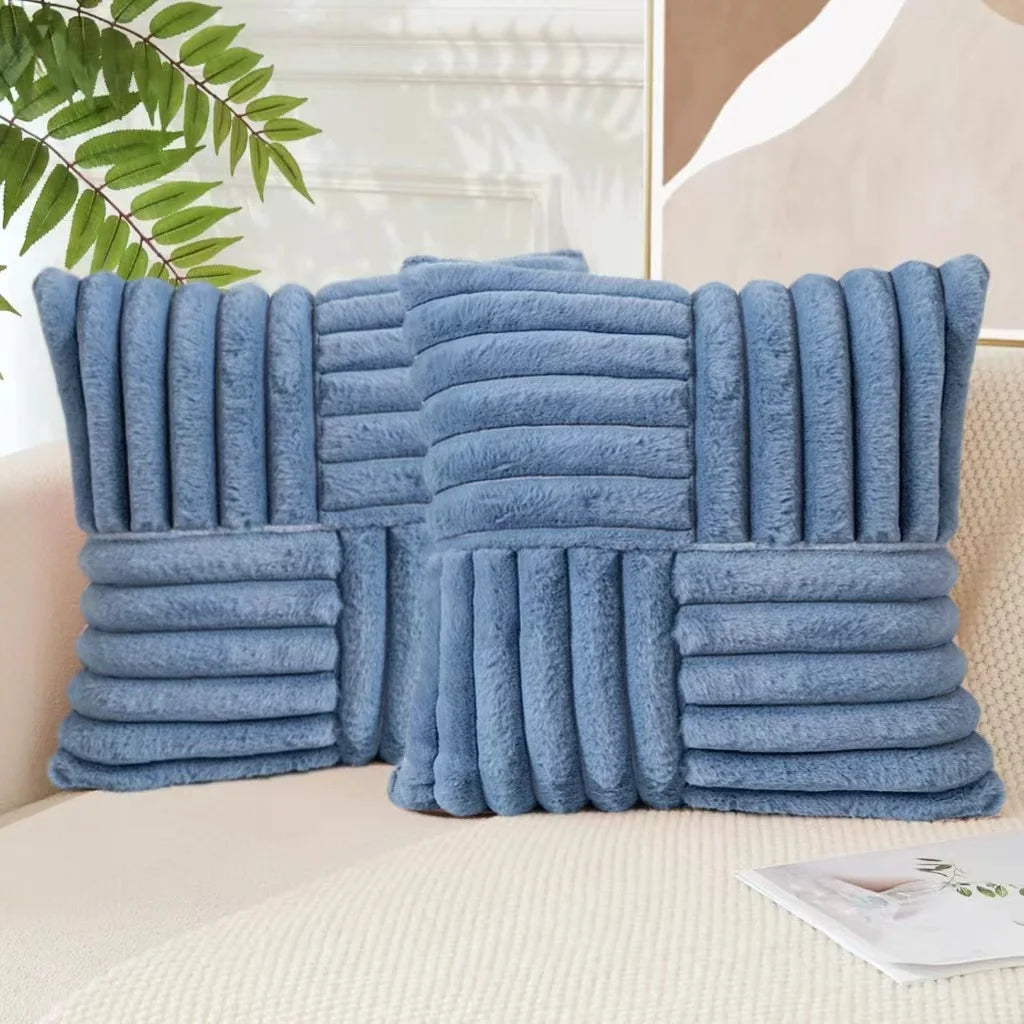 Plush Geometric Throw Pillow Covers – Set of 2, Ultra-Soft 45x45cm for Living Room or Bedroom Cozy Decor