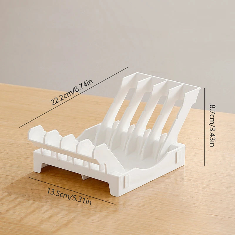 Vertical Plate Organizer Rack for Kitchen Drawers & Cabinet Shelves – White PP