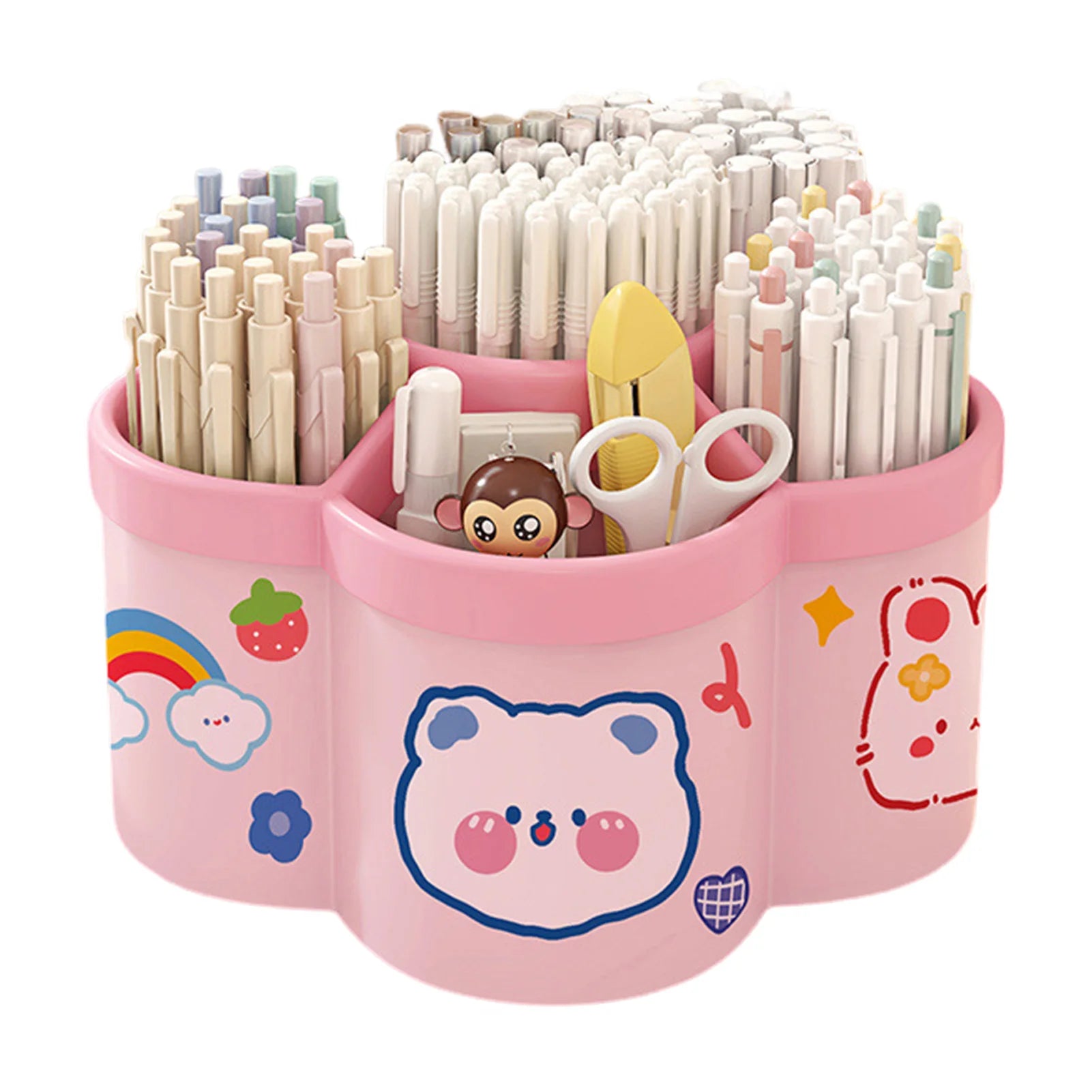 Kawaii Rotating Desk Organizer for Pens, Pencils & Makeup