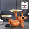 Marlow Double Tray Bulldog Catchall Sculpture for Entryway, Bedroom, or Living Room