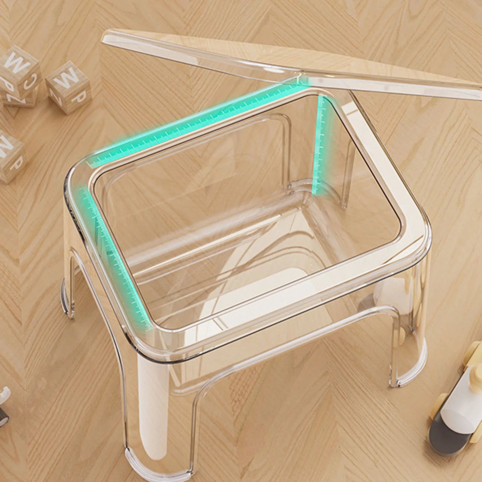 Transparent Storage Step Stool for Entryway, Bathroom, or Kids’ Room