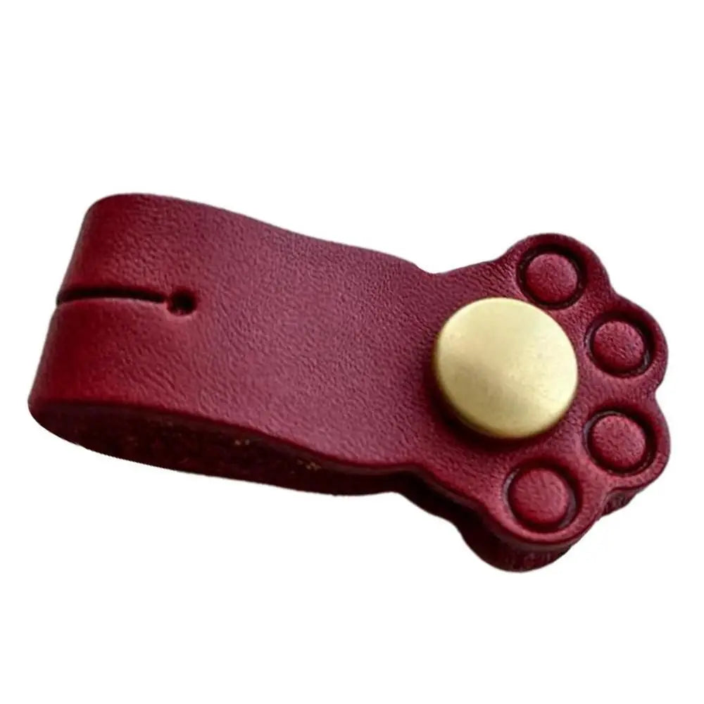 Cat Paw Leather Earphone Cord Organizer Clip for Tidy Cables & Cute Desk Storage