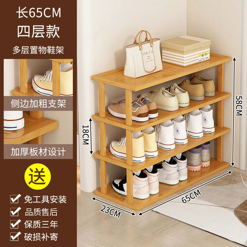 Slim Bamboo Shoe Rack for Entryway, Closet, or Small Space Organization